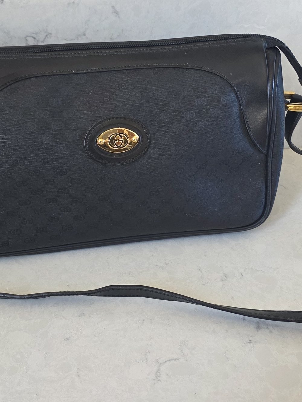 Gucci Black Crossbody Shoulder Bag with Gold Hardware